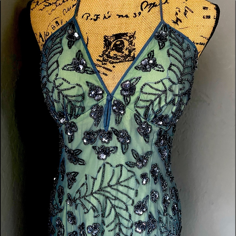 Cocktail beaded butterfly halter dress